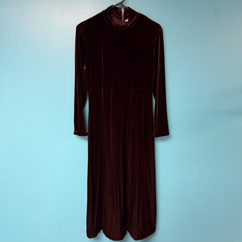 Vintage Jessica Holbrook Dress 10 Burgundy Velvet 90s Grunge Whimsigoth Vamp